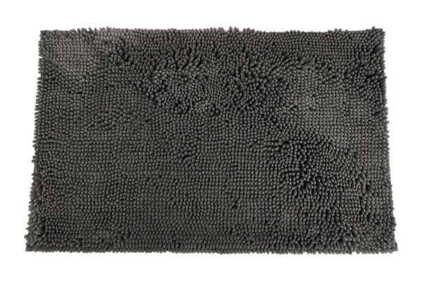 Eine schwarze Badematte „Clean Paws Schmutzfangmatte Uni M“, perfekt für saubere Pfoten, präsentiert auf einem makellos weißen Hintergrund.