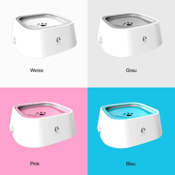 Vier verschiedene Farben von Trinkwasser Napf.