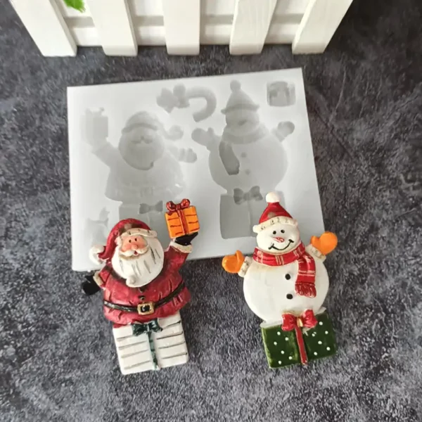 Weihnachtsmann- und Schneemann-Zwei Weihnachtssackformen - Silikon Backform Christmas